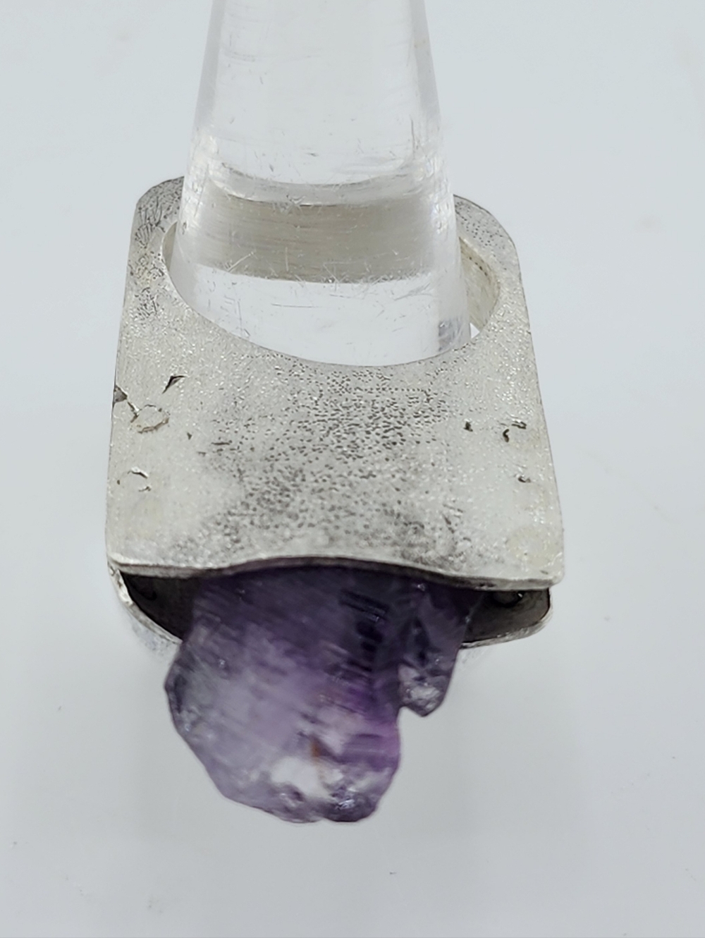 RAW AMETHYST STONE STATEMENT RING HANDMADE IN STERLING SILVER METAL SIZE 10 - Picture 7 of 14